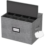 Aufbewahrungsbox für weingläser, Weinglas, Stielgläser Weinglashalter Aufbewahrungsbehälter, Kristallglas Schutzbehälter mit Trennwänden Faltbox für 12 Kristallglaswaren, Champagner 43*34*25 cm
