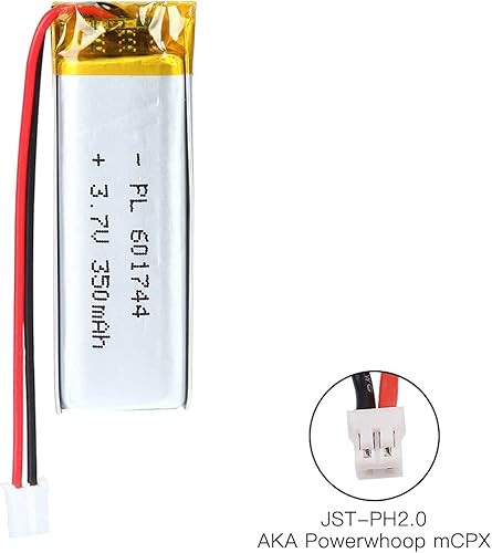 Miniatura 2 de 3.7V 350mAh Batería 601744 Li-ion Li-ion recargable Li-ion Li-Po Batería con 2P PH 0.079 in Pitch Connector
