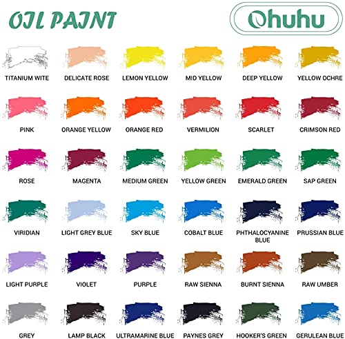 Ohuhu Olieverfset, 36 levendige kleuren, 12ml x 24 buizen, op basis van olie, kunstenaars verven olieverf Set Voor… - Image 4