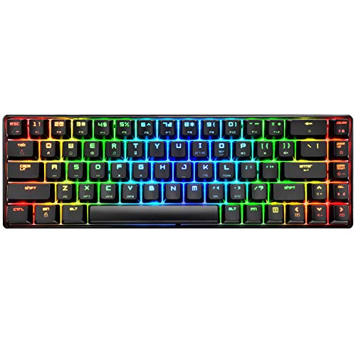 Mechanical Gaming Keyboard 18 Chroma RGB Backlit Keyboard with Type C Blue Switches 68 Keys Anti-ghosting Wired Gaming Keyboard for PC/Mac Gamer, Typist, Tactile(Black RGB)