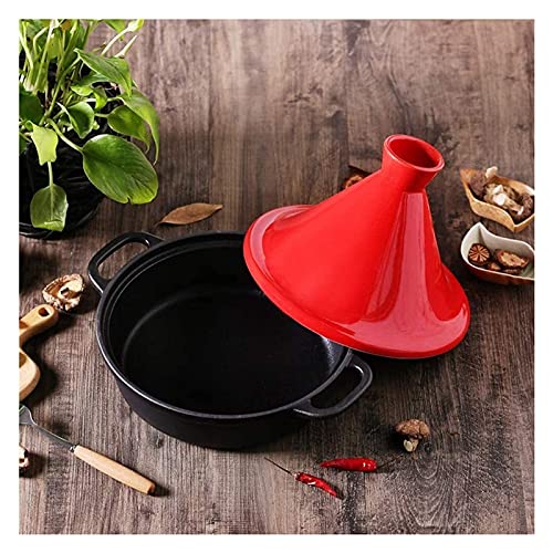 Natural Tagine Cooking Pot,Cast Iron Pot With Handle And Lid Ceramic Pots For Cooking And Stew Casserole Slow Cooker For Home Kitchen For Different Cooking Styles 20Cm (Color : Red) #TOP1