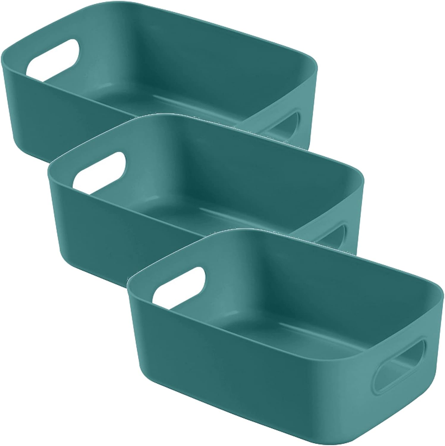 Scatole portaoggetti, scatola rettangolare, set di 3 cestini da studio in plastica, organizer per cucina, casa, ufficio, bagno, 24,5 x 17 x 10 cm