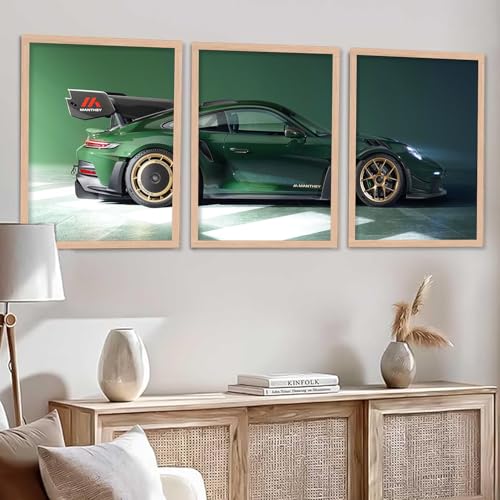 Image of TASVEE Car wall posters | set of 3 wall frames | posters for wall | Wall Decoration for Bedroom, Living Room & Office | Best Gift for Boys & Car Lovers (A9, MEDIUM 10X13, Framed)