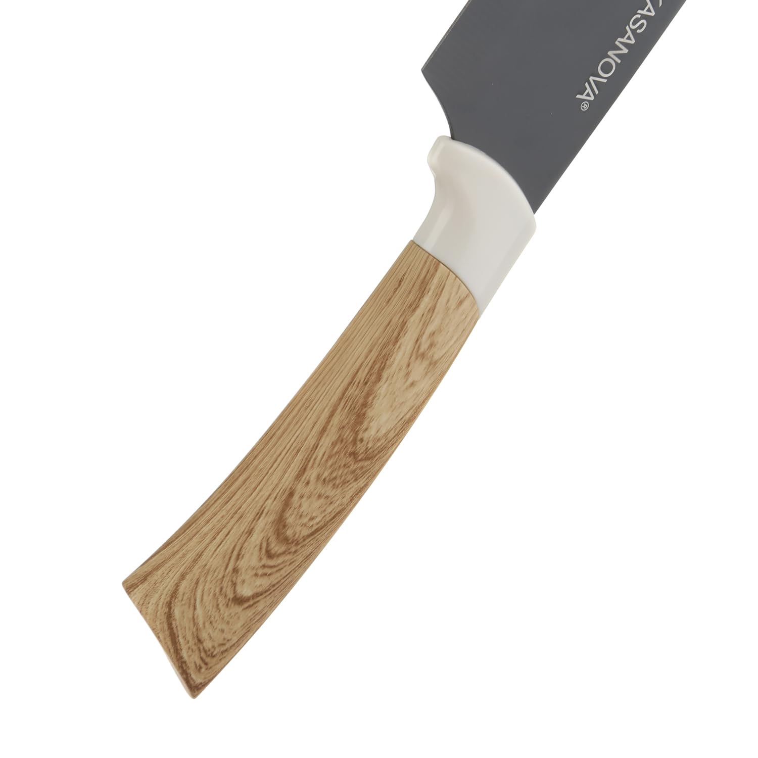 KASANOVA Ceppo 4 coltelli, pelaverdure, forbici e affilacoltelli effetto legno