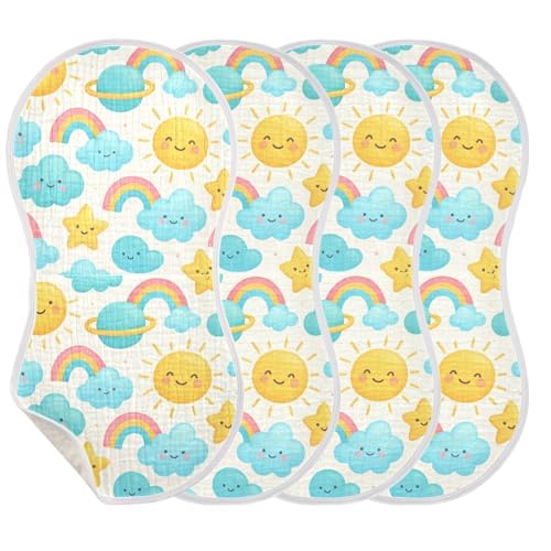 Cute Pastel Suns Baby Burp Cloths for Boys and Girls, Soft Muslin Spit Up Towels, 22"x11" Newborn Essentials for Feeding and Drooling, 1 Pack3