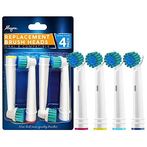 Replacement Brush Heads Compatible With Oral B- Sensitive Gum Care Electric Toothbrush Heads - Pk Of 8 Alayna Sensitive Brushes- Fits Oral-B Braun 7000, Pro 1000, 9600, 500, 3000, 8000 Clean #TOP1