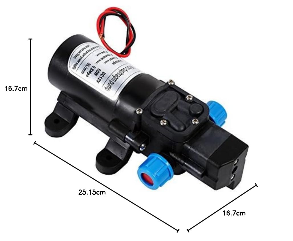 Pompa per acqua autoadescante a membrana 12 V - 115 psi alta pressione 5 l min 60 W, uso in barca e giardino