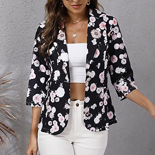 Blazer feminino 2023 de manga comprida com estampa de gola de tartaruga e inverno, O-258 preto, XG