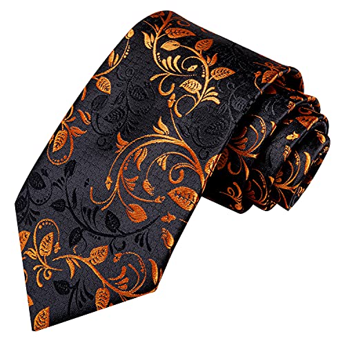 Image of Hi-Tie Paisley Floral Ties Set for Men Silk Mens Stripes Necktie Pocket Square Cufflinks Set Formal Business