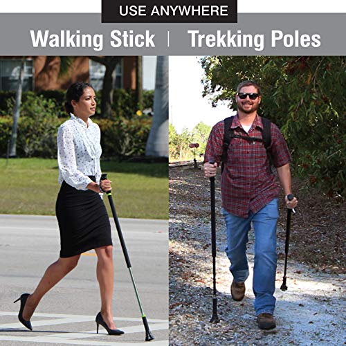 DynamoMe PrimeStick with Cyclone Foot Tip - Urban Walking Stick - World\'s Only Cane, Walking Stick and Trekking Pole for Active, Urban and Recreational Walkers