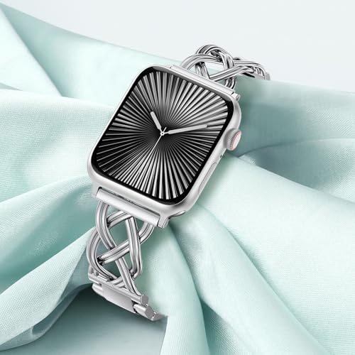 Image of TOYOUTHS Dressy Bracelet Compatible with Apple Watch Bands 38 /40 /41 /42 /44 /45 /46 /49mm Women, Celtic Stainless Steel Metal Fancy Nice Pretty Strap for iWatch Series 11 10 9 8 7 6 5 4 Ultra /SE 3 2 1