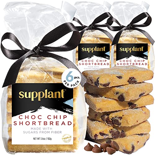 Supplant Chocolate Chip Shortbread Cookies (3 Packs Of 6) Made With Sugars From Fiber - Gourmet Shortbread Cookies With Madagascan Bourbon Vanilla - Low-Cal Butter Cookies Shortbread, Tea Biscuits #TOP12
