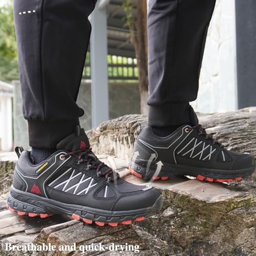 Image of Queday Mens Waterproof Lightweight Hiking Shoes | Breathable, Anti-slip Rubber outsole, Cushioned EVA midsoles, Ideal for daily trail, camping, and climbing