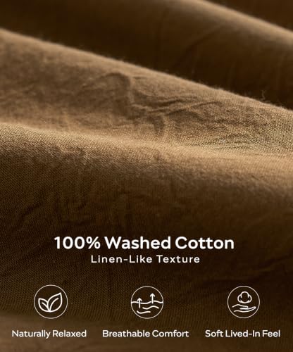 Image of JELLYMONI 100% Washed Cotton Pumpkin Duvet Cover Cal King, Linen-Like