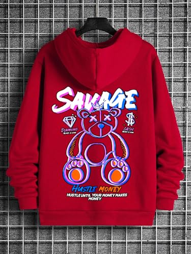Image of Dagcros Hoodies Printed Fleece Lined Sweatshirts Casual Athletic Workout Pullover with Kangaroo Pocket for Men's