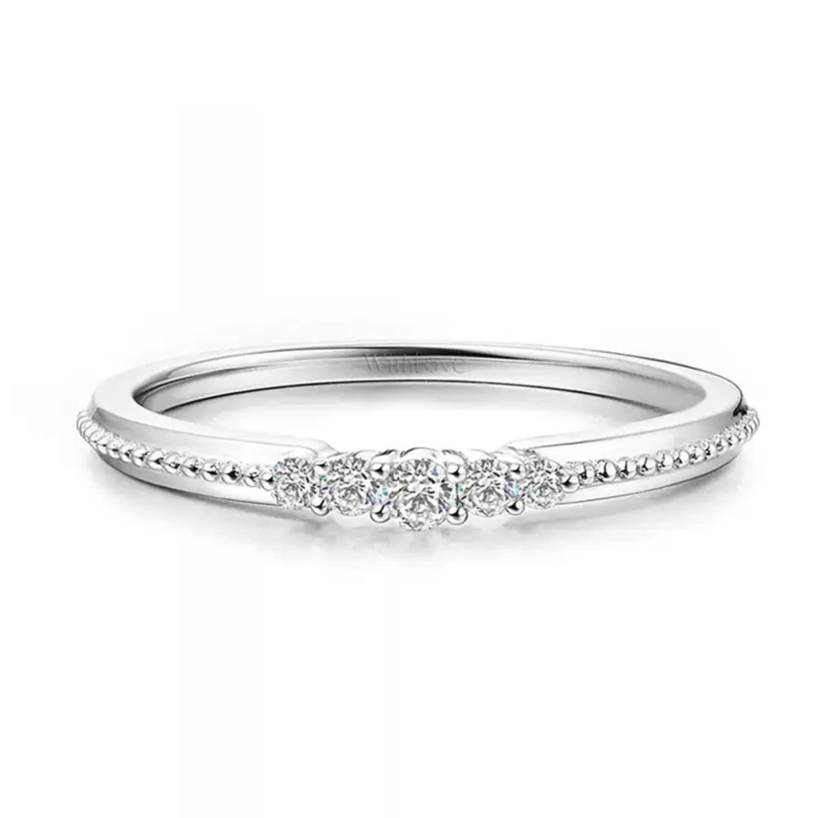 Wycian Veretta in Argento Anelli Diamanti Donna PT950 e Oro Bianco 9K/14K/18K con Diamante da 0,1 CT Numero Solido Non Placcato Aggiornamento 3.0 per Zia Nozze Gioielli