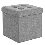 SONGMICS MAZIE Collection - Storage Ottoman Cube, 38 cm Folding Foot Rest Stool, Small Ottoman with Storage, Easy Assembly, for Living Room, Bedroom, Dorm, Light Grey LSF82GYX