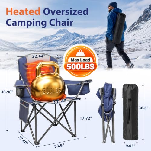 ZENPETIO Silla Plegable de Camping Calefactable 500LBS, 3 Niveles de Calor miniatura 2