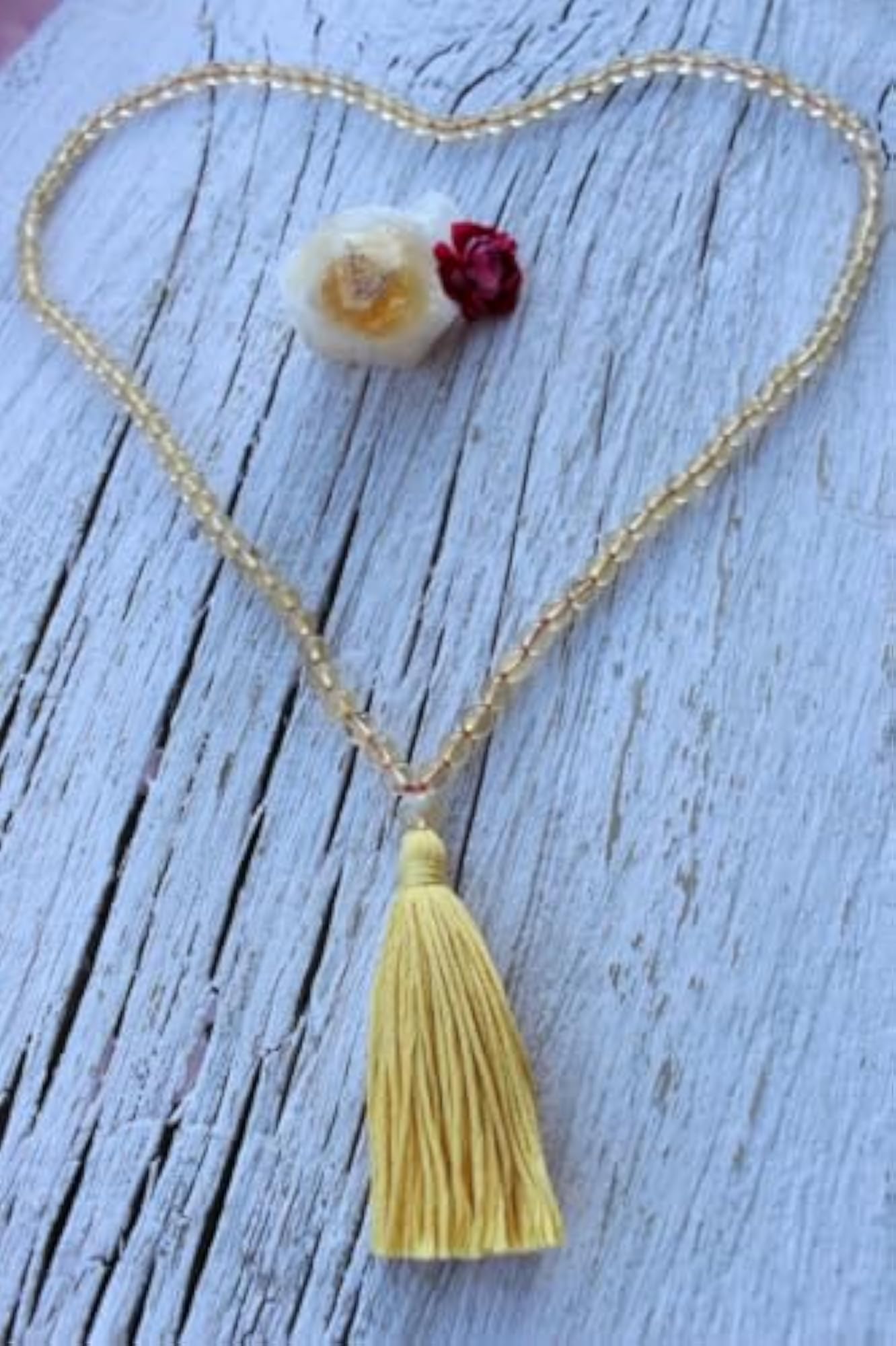 Natural Citrine 6MM Beaded Handmade Prayer Mala Necklace