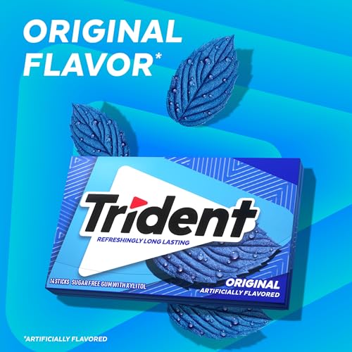 Image of Trident Flavor Sugar Free Gum Packs of 14 Pieces Total Pieces, Original, 168 Count, (Pack of 12)