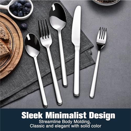 40-Piece Forged Silverware Set for 8, 18/10 Stainless Steel Mirror Finish by KINGSTONE - Image 5
