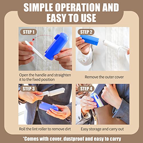Pocket Lint Roller For Pet Hair Travel Size Lint Roller For Clothes Foldable Mini Sticky Roller With Extra Refills 150 Sheets Blue Case #TOP3