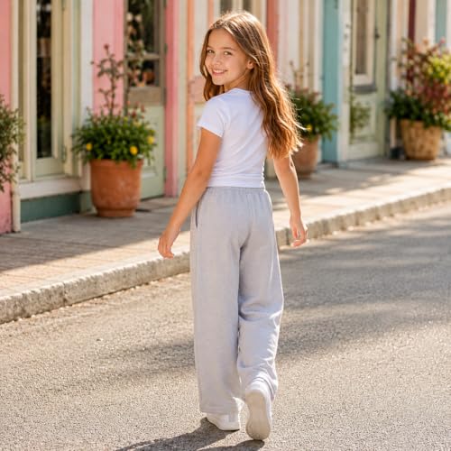 Image of Girls Clothes 2 Piece Cute Pixel Heart-Print Top Graffiti-Print Pants Sets | Trendy Y2K Inspired Outfit with Fitted Top and Wide Leg Bottoms, Casual Streetwear for Teens Girls 7-14Y