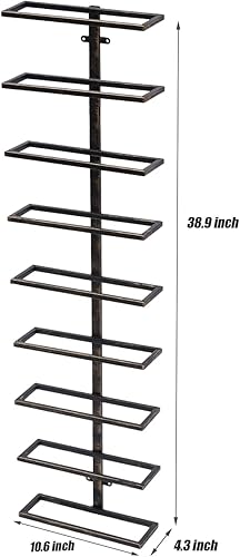 Miniatura 2 de Estante de vino montado en la pared de 9 capas, estante de vino, soporte de almacenamiento de botellas de vino, soporte organizador de bodega,