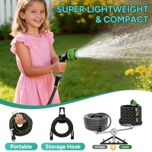 Image of Lightweight Garden Hose,50ft Non Expandable Water Hose with Nozzle