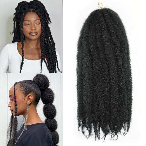 Marley Twist Braiding Hair Afro Twist Hair Kinky Curly Cuban Twist Hair Senegalese Twist Crochet Hair Marley Twist Hair Synthetic Crochet Braids Marley Hair Extensions (1b, 18inch/3packs)