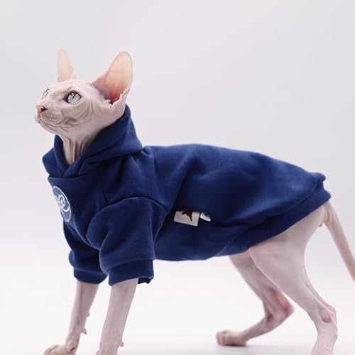 Miniatura 2 de Sphynx - Ropa gruesa y cálida con capucha suave para gato, ropa de gato sin pelo, chaleco para Devon, Cornish, Peter Bald, gatito pequeño (XXL)