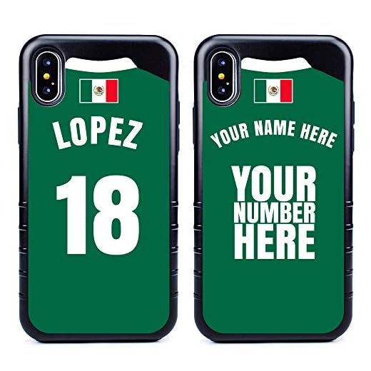 Guard Dog Custom Mexico Flag Soccer Jersey Cases for iPhone Xs Max Personalized Sports – Your Name and Number on a Protective Hybrid Phone Case