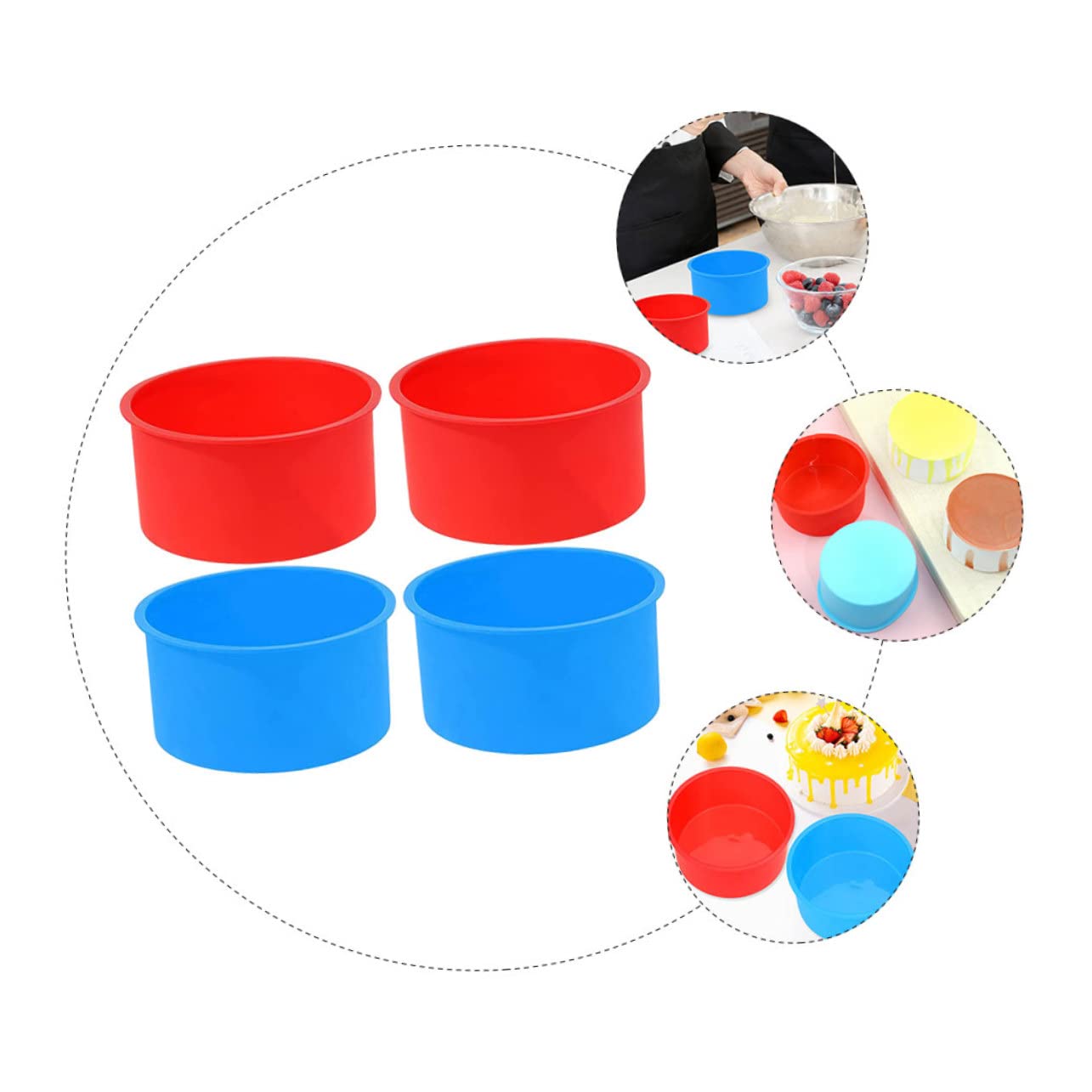 Abaodam 16pièces Moules Silicone Antiadhésifs Pour Gâteaux Tins De Cuisson Ronds Pour Mousse Et Muffins De Cuisson Pour Fêtes Et Événements Spéciaux