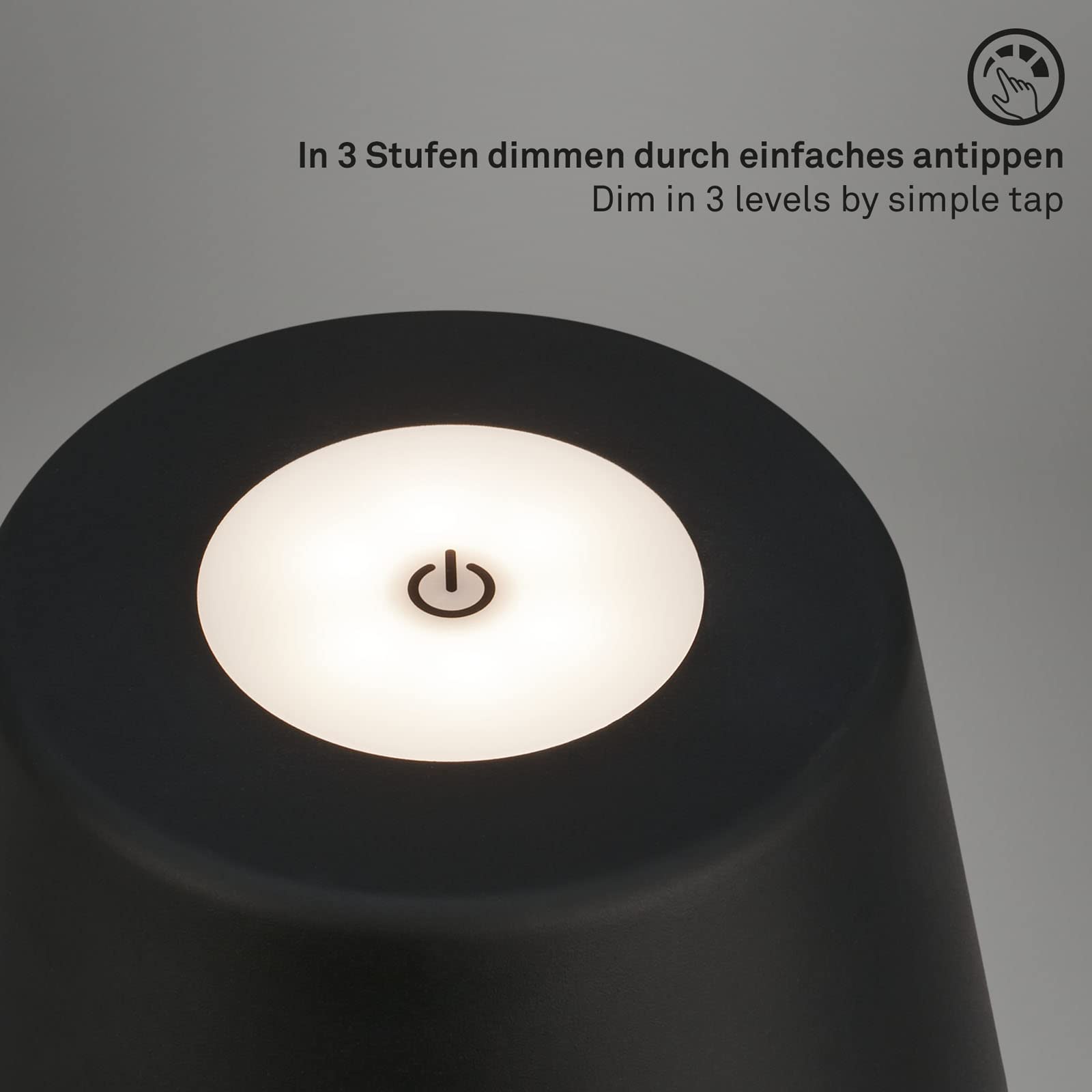 BRILONER - RGB accu tafellamp 2 in 1, Touch, mobiel licht, LED tafellamp buiten, IP44, LED tafellamp snoerloos, Wit