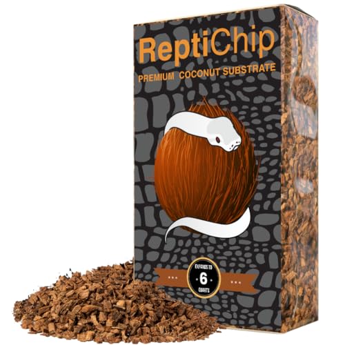ReptiChip Reptile Bedding Loose Coconut Chip 6 Quart Coco Husk Substrate Mulch for Snake Habitat Ball Python Terrarium Turtle Tanks Tortoise Enclosure