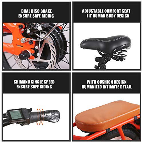 Adsafe Trekpower 20”Electric Bike, 250W Dual Disc Brake Ebike For Female, City Electric Bikes For Adults&36V10Ah Battery-(Red/White) #TOP3