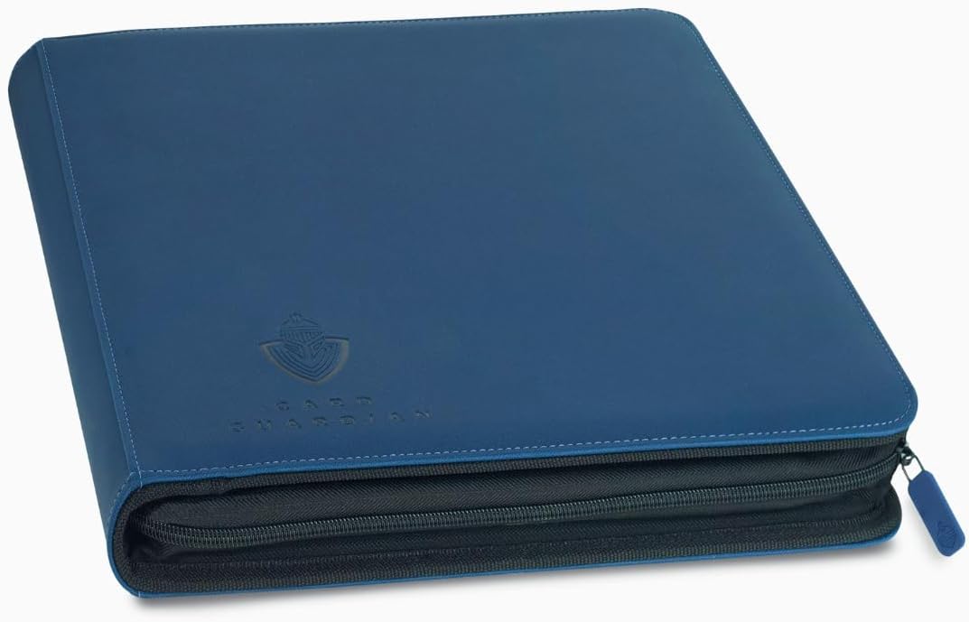 Card Guardian - 12 Pocket Premium Binder with Zipper for 480 Cards Trading Card Games TCG (Blue) Perfect Card Binder Yugioh Cards MTG Binder Sports Card Binder