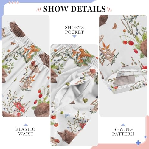 ZZXXB Hedgehog with Berry Mushroom Boys Long Pants Soft Trousers Elastic Waist Kids Lounge Bottoms with Pockets S-XL4