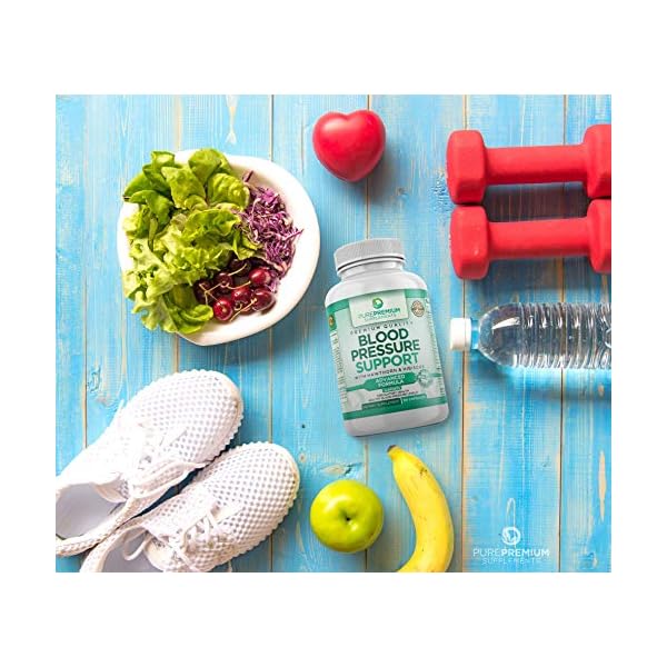 PurePremium Blood Pressure Support Supplement with Hawthorn, Hibiscus & Garlic Extract - Herbal Supplement, Vitamins & Herbs Support Normal Heart Health - 3 Months Supply - 90 Capsules