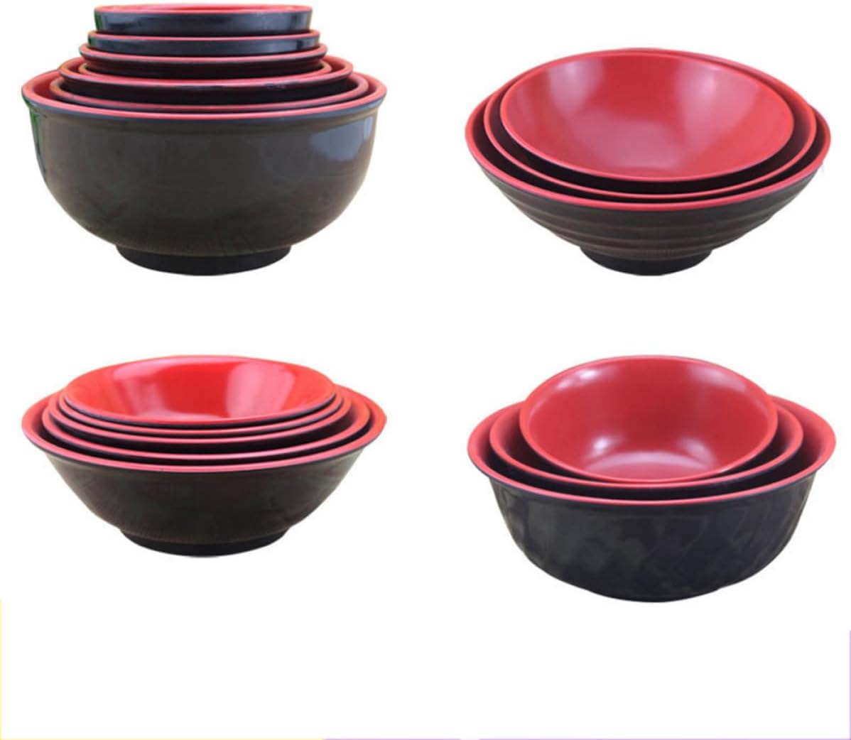 VALICLUD Ml Melamine Soup Bowl 19x9cm Unbreakable Red Black