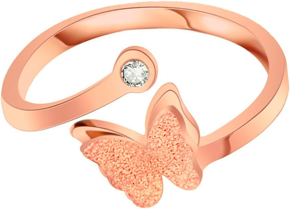 Butterfly Charm Crystal Ring for Girls and Women