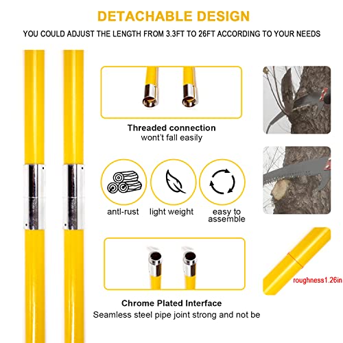 Teleskop-Baumsägen 30FT/9m, Langlebige, gefederte manuelle Astsäge, höhenverstellbar, 2,24 m - 9,14 m, Gartengeräte für Baumschnittarbeiten, mit Klingen