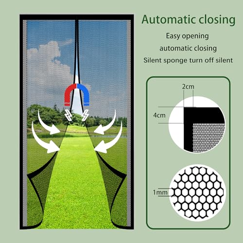 Moustiquaire porte magnétique 130x246 cm rideau blanc anti moustique - 5