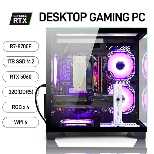 LXZ Gaming PC Desktop Ryzen 7 8700F | 32GB DDR5 RAM | GeForce RTX 5060 8GB | High-Performance Gaming & Design Computer, Black Tower PC - Image 3