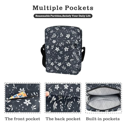 KLL FLOWERs Black cute messenger bag Vegan Leather mens shoulder bags crossbody Travel Ladies Shoulder Handbags2