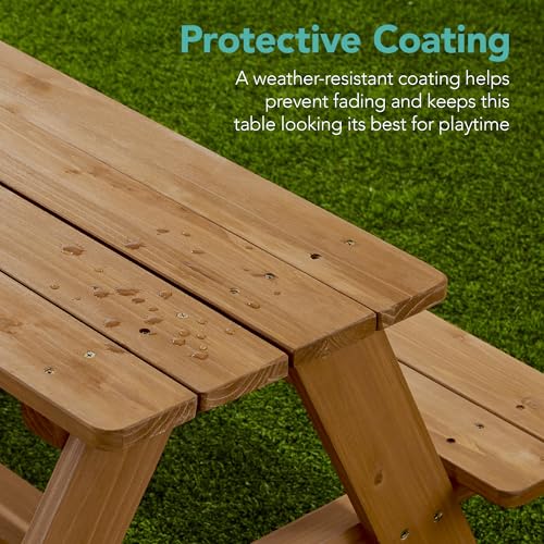 image for Best Choice Products Kids Wooden Picnic Table, Outdoor Activity & Dini