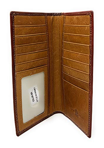 Texas West Western Men's Laser Cut Genuine Leather Longhorn Long Bifold Wallet (Coffee/Coffee)3