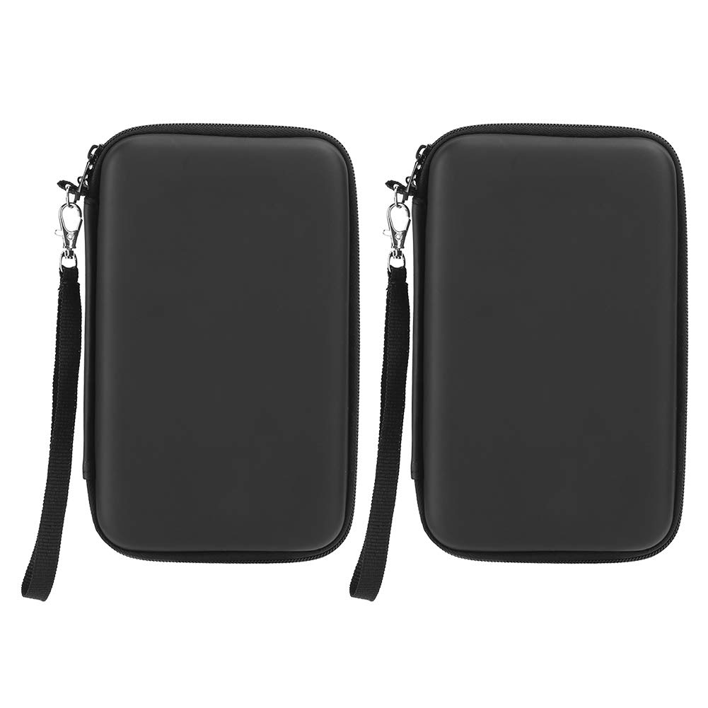 Dpofirs 2Pcs Portable Storage Bag Carry Case EVA Protective Hard Bag for 3DS XL / 3DS / 3DS Handheld Game Consoles,with 8 Game Card Slots ? All Around Zipper - Black(Black) [video game]