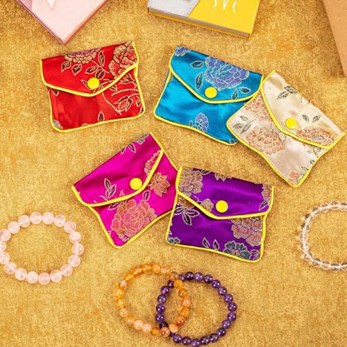 Image of Travel Jewelry Case,Jewelry Silk Purse Pouch Gift Case,Color,Small,15 Pcs