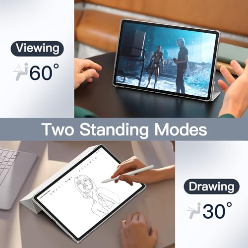 Image of JETech Case for Samsung Galaxy Tab S10 Lite / S10 FE / S9 FE 10.9-Inch, Slim Translucent Back Tri-Fold Stand Protective Tablet Cover, Support S Pen Charging, Auto Wake /Sleep (Silver)